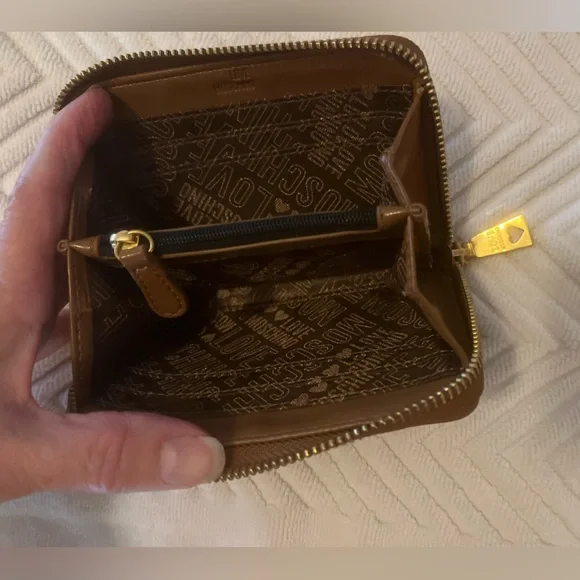 Love Moschino Brown Cognac Tan Zippered Wallet with Gold Logo Hardware & Details - Picture 4 of 9